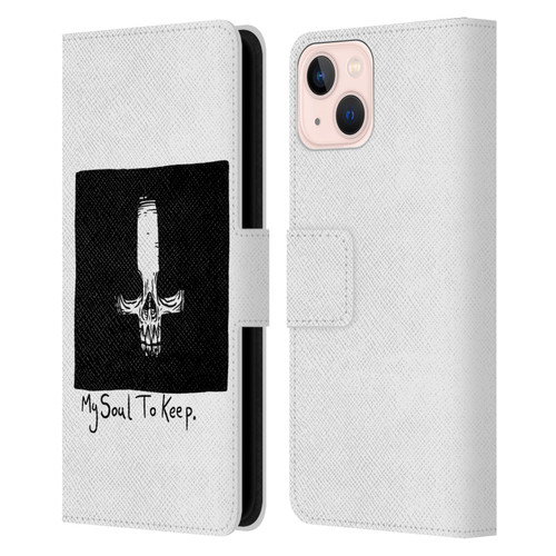 Matt Bailey Skull My Soul To Keep Leather Book Wallet Case Cover For Apple iPhone 13
