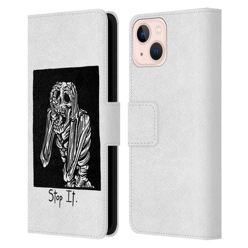 Matt Bailey Skull Stop It Leather Book Wallet Case Cover For Apple iPhone 13