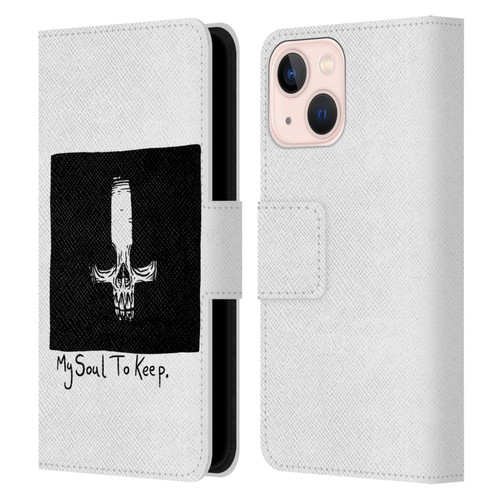 Matt Bailey Skull My Soul To Keep Leather Book Wallet Case Cover For Apple iPhone 13 Mini