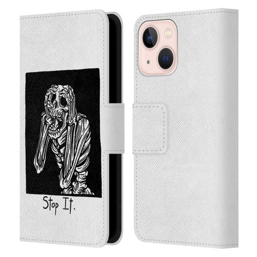 Matt Bailey Skull Stop It Leather Book Wallet Case Cover For Apple iPhone 13 Mini