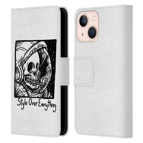 Matt Bailey Skull Style Over Everything Leather Book Wallet Case Cover For Apple iPhone 13 Mini