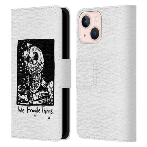 Matt Bailey Skull We Fragile Things Leather Book Wallet Case Cover For Apple iPhone 13 Mini