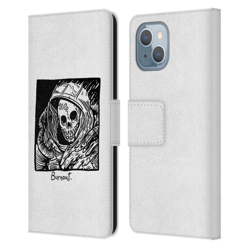 Matt Bailey Skull Burnout Leather Book Wallet Case Cover For Apple iPhone 14