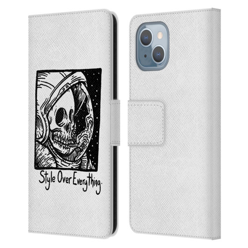 Matt Bailey Skull Style Over Everything Leather Book Wallet Case Cover For Apple iPhone 14