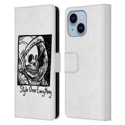 Matt Bailey Skull Style Over Everything Leather Book Wallet Case Cover For Apple iPhone 14 Plus