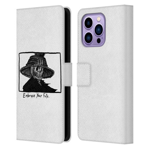 Matt Bailey Skull Embrace Your Fate Leather Book Wallet Case Cover For Apple iPhone 14 Pro Max