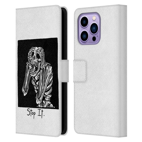 Matt Bailey Skull Stop It Leather Book Wallet Case Cover For Apple iPhone 14 Pro Max
