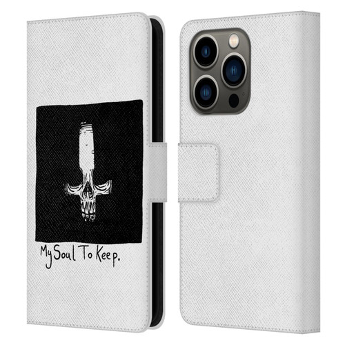 Matt Bailey Skull My Soul To Keep Leather Book Wallet Case Cover For Apple iPhone 14 Pro