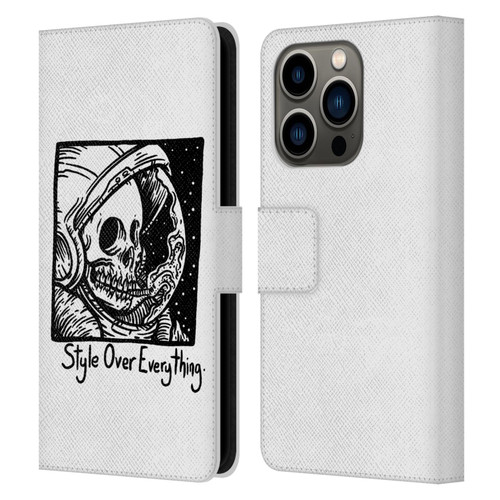 Matt Bailey Skull Style Over Everything Leather Book Wallet Case Cover For Apple iPhone 14 Pro