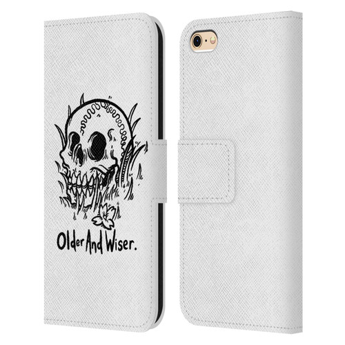 Matt Bailey Skull Older And Wiser Leather Book Wallet Case Cover For Apple iPhone 6 / iPhone 6s