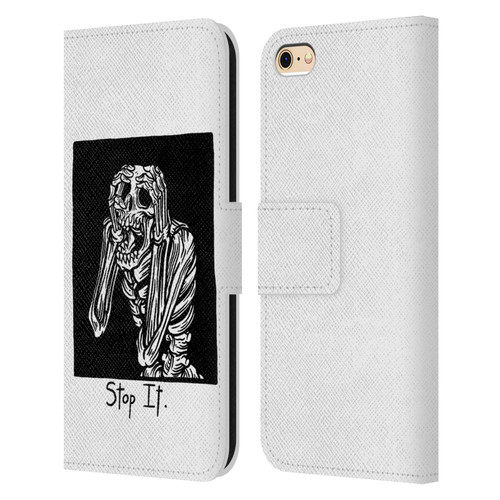 Matt Bailey Skull Stop It Leather Book Wallet Case Cover For Apple iPhone 6 / iPhone 6s