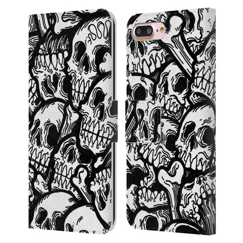 Matt Bailey Skull All Over Leather Book Wallet Case Cover For Apple iPhone 7 Plus / iPhone 8 Plus