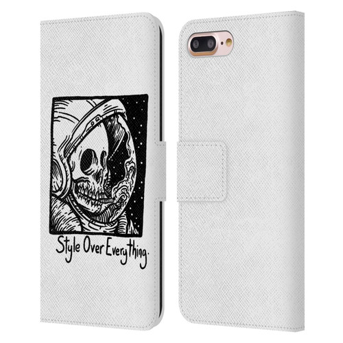 Matt Bailey Skull Style Over Everything Leather Book Wallet Case Cover For Apple iPhone 7 Plus / iPhone 8 Plus