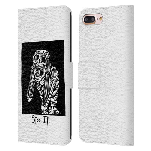 Matt Bailey Skull Stop It Leather Book Wallet Case Cover For Apple iPhone 7 Plus / iPhone 8 Plus