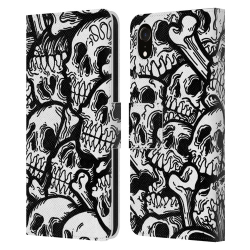 Matt Bailey Skull All Over Leather Book Wallet Case Cover For Apple iPhone XR