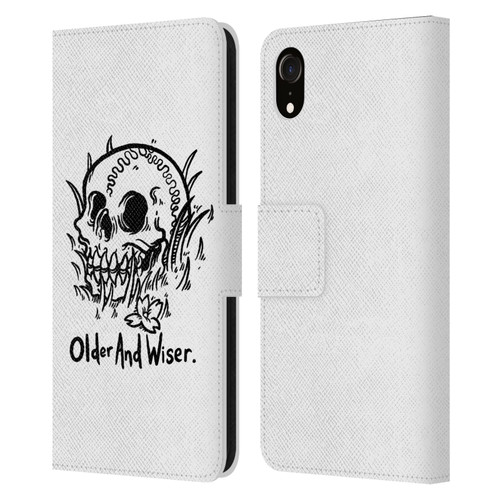 Matt Bailey Skull Older And Wiser Leather Book Wallet Case Cover For Apple iPhone XR
