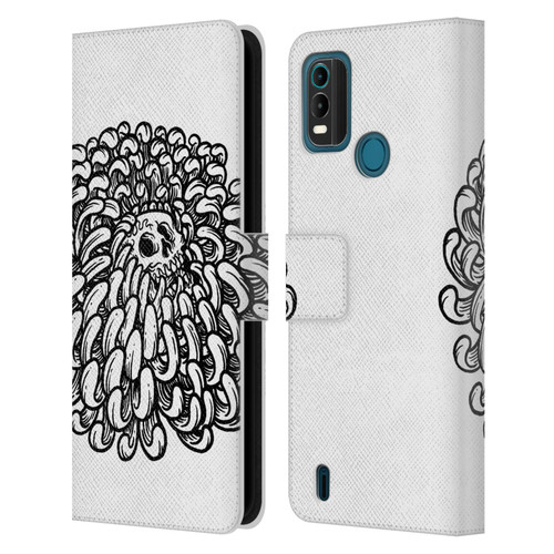 Matt Bailey Skull Flower Leather Book Wallet Case Cover For Nokia G11 Plus