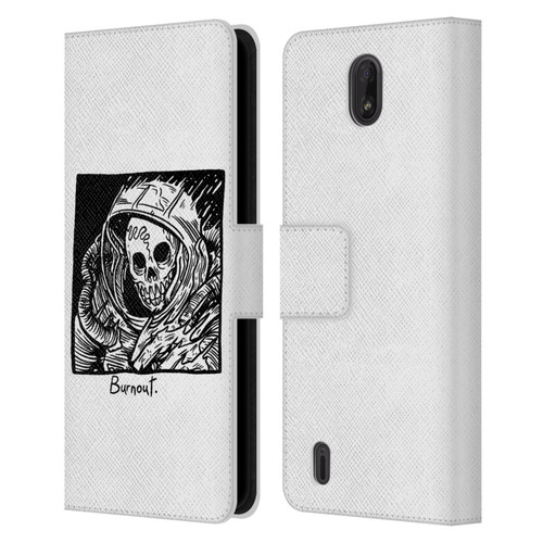 Matt Bailey Skull Burnout Leather Book Wallet Case Cover For Nokia C01 Plus/C1 2nd Edition