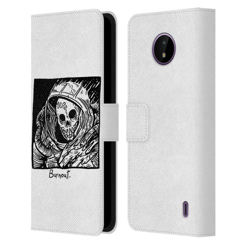 Matt Bailey Skull Burnout Leather Book Wallet Case Cover For Nokia C10 / C20