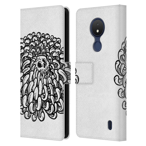 Matt Bailey Skull Flower Leather Book Wallet Case Cover For Nokia C21