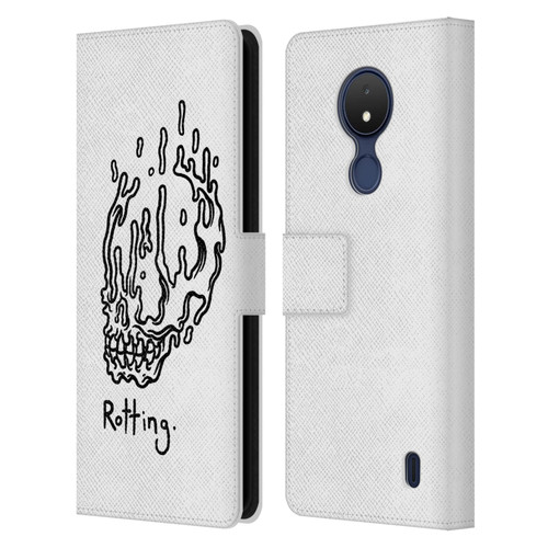 Matt Bailey Skull Rotting Leather Book Wallet Case Cover For Nokia C21