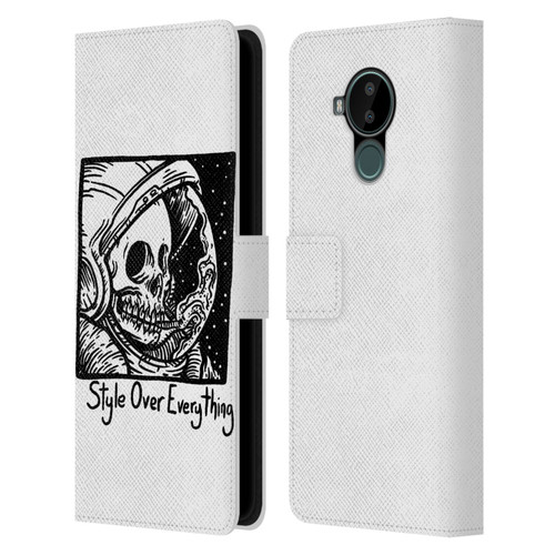 Matt Bailey Skull Style Over Everything Leather Book Wallet Case Cover For Nokia C30