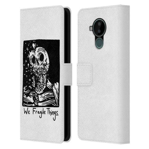 Matt Bailey Skull We Fragile Things Leather Book Wallet Case Cover For Nokia C30