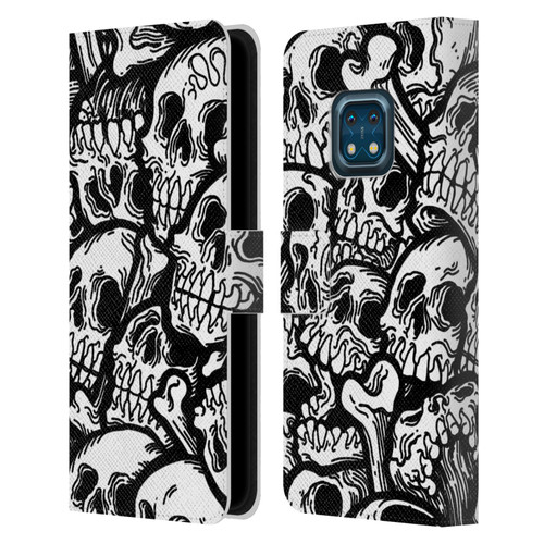 Matt Bailey Skull All Over Leather Book Wallet Case Cover For Nokia XR20