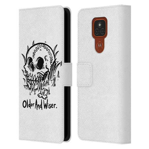 Matt Bailey Skull Older And Wiser Leather Book Wallet Case Cover For Motorola Moto E7 Plus