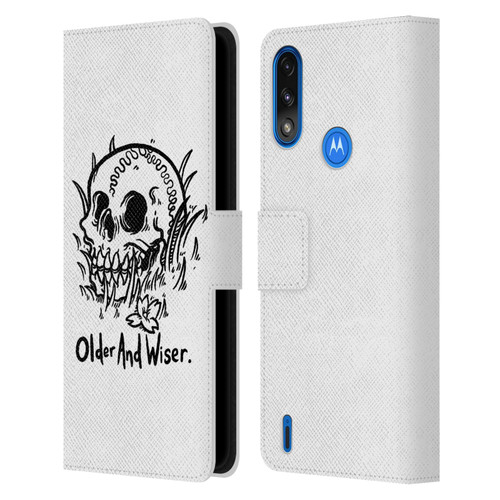 Matt Bailey Skull Older And Wiser Leather Book Wallet Case Cover For Motorola Moto E7 Power / Moto E7i Power