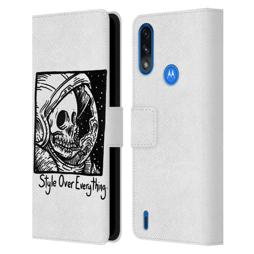 Matt Bailey Skull Style Over Everything Leather Book Wallet Case Cover For Motorola Moto E7 Power / Moto E7i Power