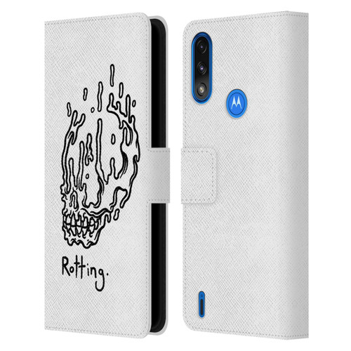 Matt Bailey Skull Rotting Leather Book Wallet Case Cover For Motorola Moto E7 Power / Moto E7i Power