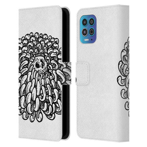 Matt Bailey Skull Flower Leather Book Wallet Case Cover For Motorola Moto G100