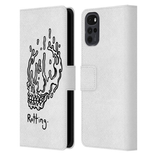 Matt Bailey Skull Rotting Leather Book Wallet Case Cover For Motorola Moto G22