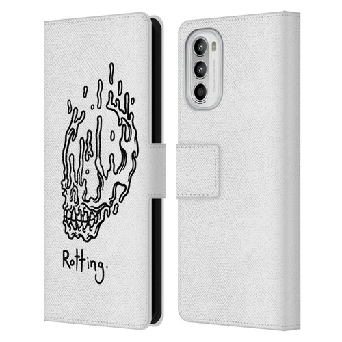 Matt Bailey Skull Rotting Leather Book Wallet Case Cover For Motorola Moto G52