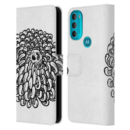 Matt Bailey Skull Flower Leather Book Wallet Case Cover For Motorola Moto G71 5G