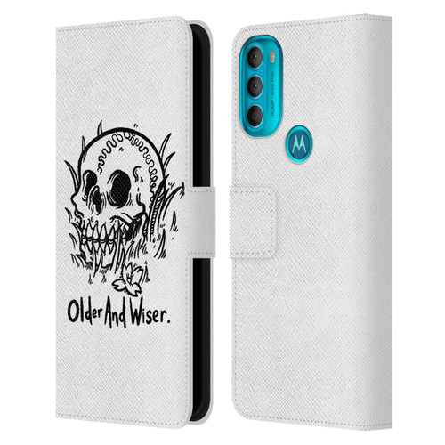 Matt Bailey Skull Older And Wiser Leather Book Wallet Case Cover For Motorola Moto G71 5G