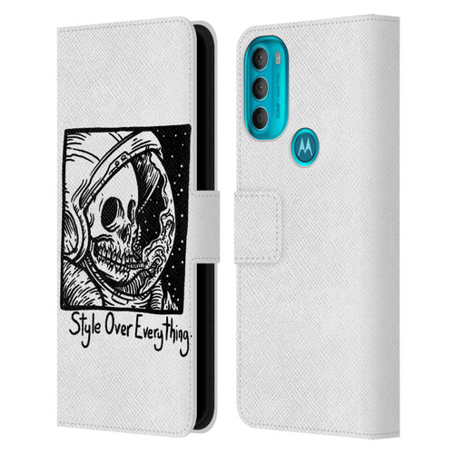 Matt Bailey Skull Style Over Everything Leather Book Wallet Case Cover For Motorola Moto G71 5G