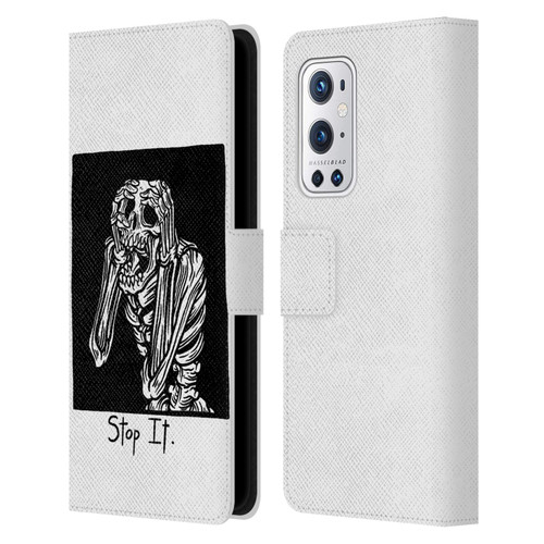 Matt Bailey Skull Stop It Leather Book Wallet Case Cover For OnePlus 9 Pro
