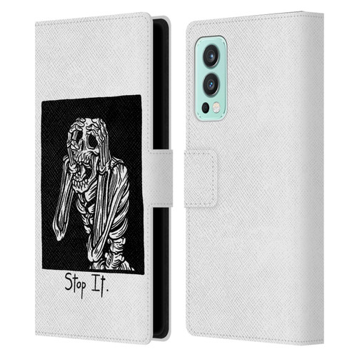 Matt Bailey Skull Stop It Leather Book Wallet Case Cover For OnePlus Nord 2 5G