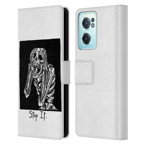 Matt Bailey Skull Stop It Leather Book Wallet Case Cover For OnePlus Nord CE 2 5G