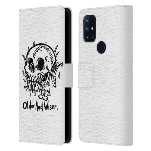 Matt Bailey Skull Older And Wiser Leather Book Wallet Case Cover For OnePlus Nord N10 5G