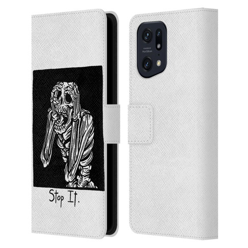 Matt Bailey Skull Stop It Leather Book Wallet Case Cover For OPPO Find X5