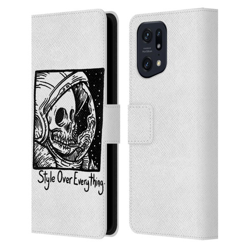 Matt Bailey Skull Style Over Everything Leather Book Wallet Case Cover For OPPO Find X5