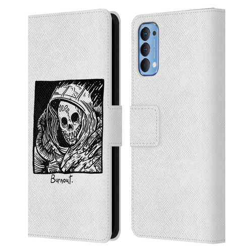 Matt Bailey Skull Burnout Leather Book Wallet Case Cover For OPPO Reno 4 5G