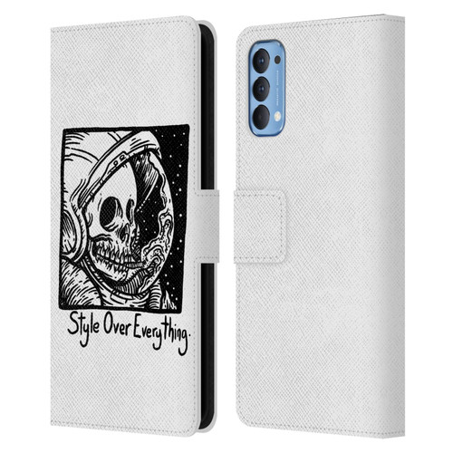 Matt Bailey Skull Style Over Everything Leather Book Wallet Case Cover For OPPO Reno 4 5G