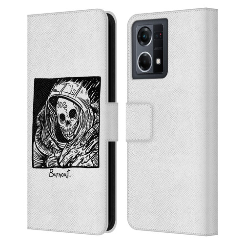 Matt Bailey Skull Burnout Leather Book Wallet Case Cover For OPPO Reno8 4G
