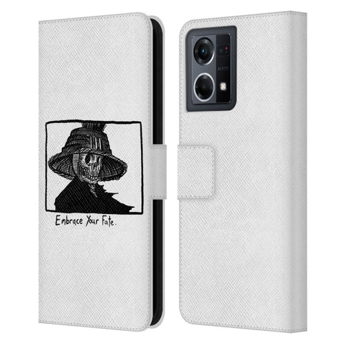 Matt Bailey Skull Embrace Your Fate Leather Book Wallet Case Cover For OPPO Reno8 4G