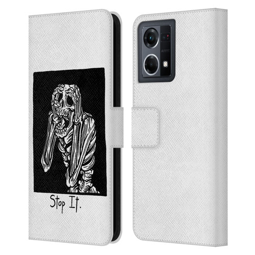 Matt Bailey Skull Stop It Leather Book Wallet Case Cover For OPPO Reno8 4G
