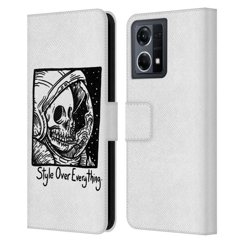 Matt Bailey Skull Style Over Everything Leather Book Wallet Case Cover For OPPO Reno8 4G